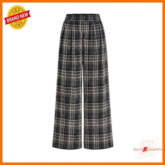 Pants - Soft Stretchy Knit Wide Leg Palazzo Pants with Pockets Elastic Waist